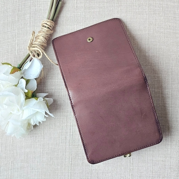 Vintage Coach Water Buffalo Leather Kisslock Wallet / French Purse ( Mahogany ) - Picture 6 of 12